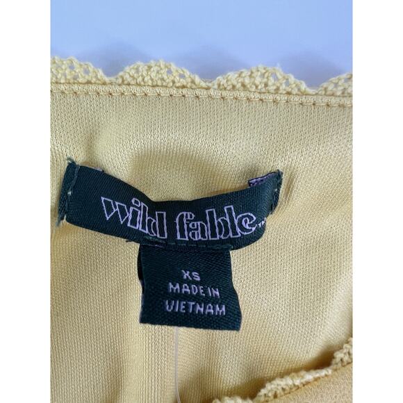Wild Fable Short Sleeve Sheer Tie Down Shirt Womens Yellow Extra Small New - Picture 6 of 8